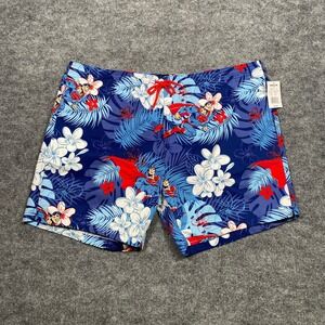 Superman Mens XXL Swim Trunks Blue Tropical Hawaiian Floral Board Shorts NWT